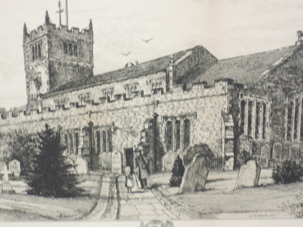 Four etchings, after Burrow, Classrooms and School, 20 x 28cm, and cathedral, 18 x 23cm, Sedbergh - Image 6 of 6