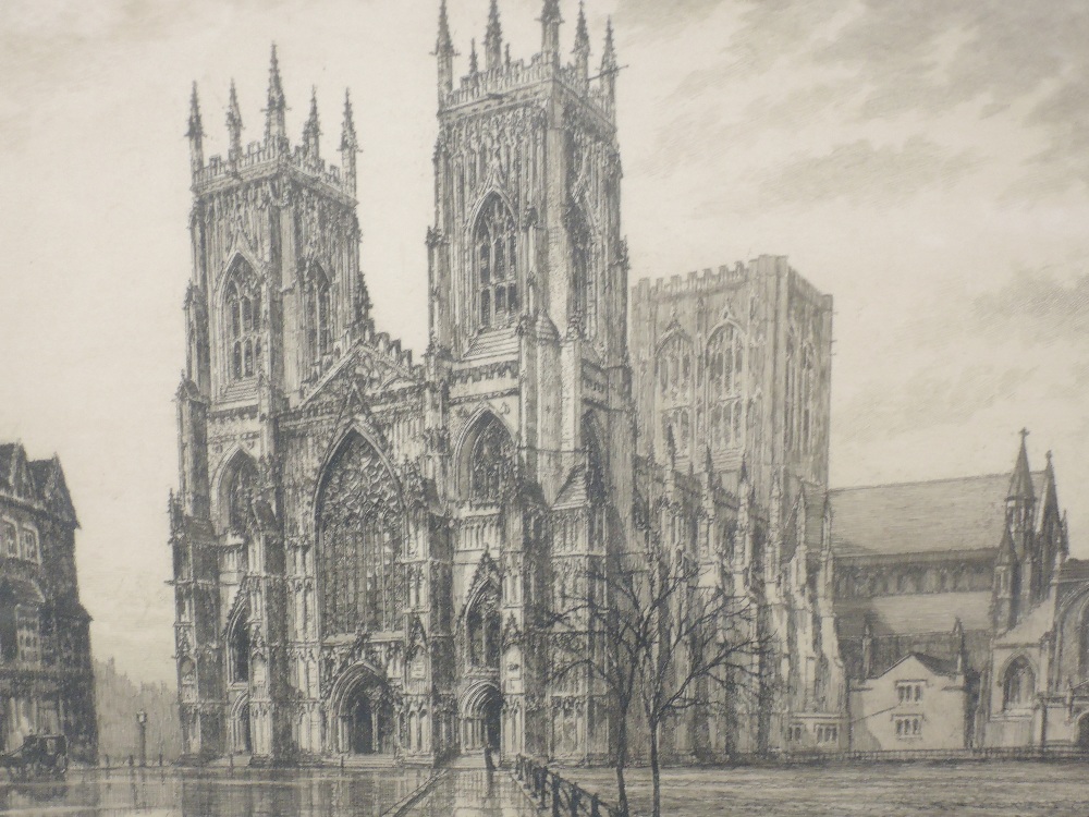 Four etchings, after Burrow, Classrooms and School, 20 x 28cm, and cathedral, 18 x 23cm, Sedbergh - Image 3 of 6