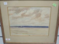 A watercolour, W Dodd, Baltic estuary scene, signed- twice, and dated 1945, 23 x 29cm, plus frame