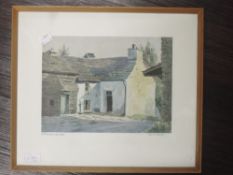 A print, after Doris Blacker, Elterwater Old Hall, signed 20 x 25cm, plus frame and glazed, and