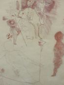 An etching, Astello/ Aruidio, abstract figures, indistinctly signed, and dated (19)73, and num 20/