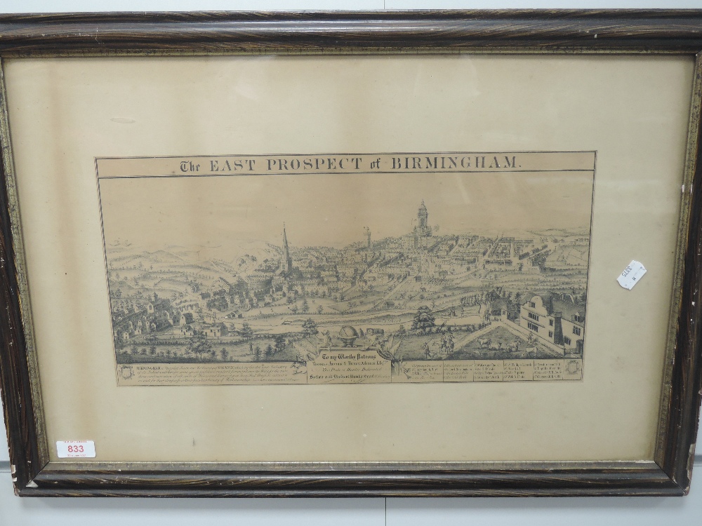 A print, The East Prospect of Birmingham, C19th, 20 x 42cm, plus frame and glazed