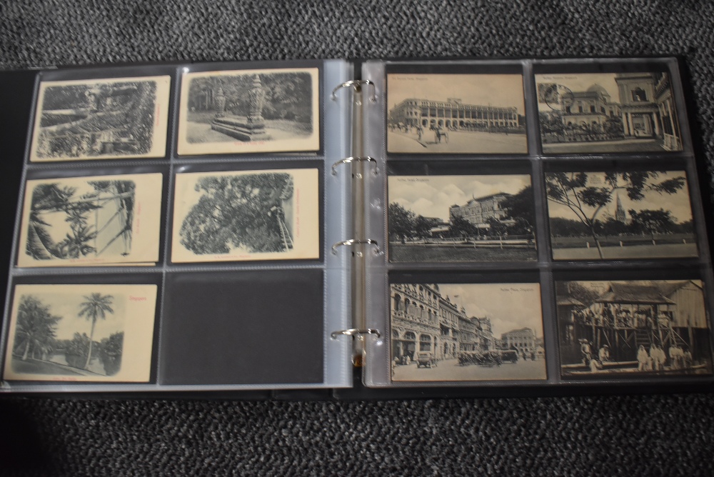 A vintage Postcard Album, Singapore, black & white and colour cards, over 150 cards seen including - Image 16 of 29