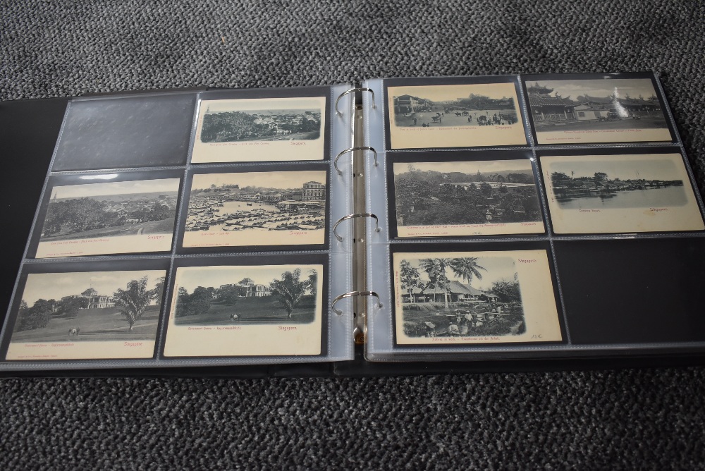 A vintage Postcard Album, Singapore, black & white and colour cards, over 150 cards seen including - Image 9 of 29