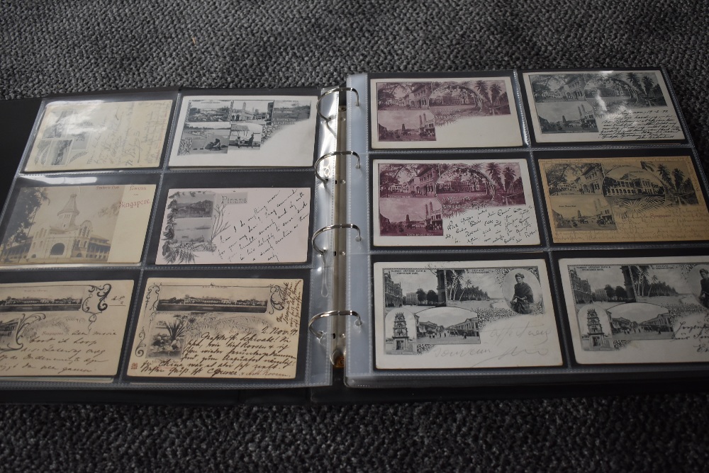 A vintage Postcard Album, Singapore, black & white and colour cards, over 150 cards seen including - Image 4 of 29