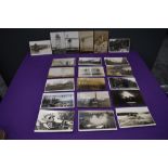 Twenty Black & White Real Photograph Post Cards, Accidents/Disasters including Ill Fated Miss