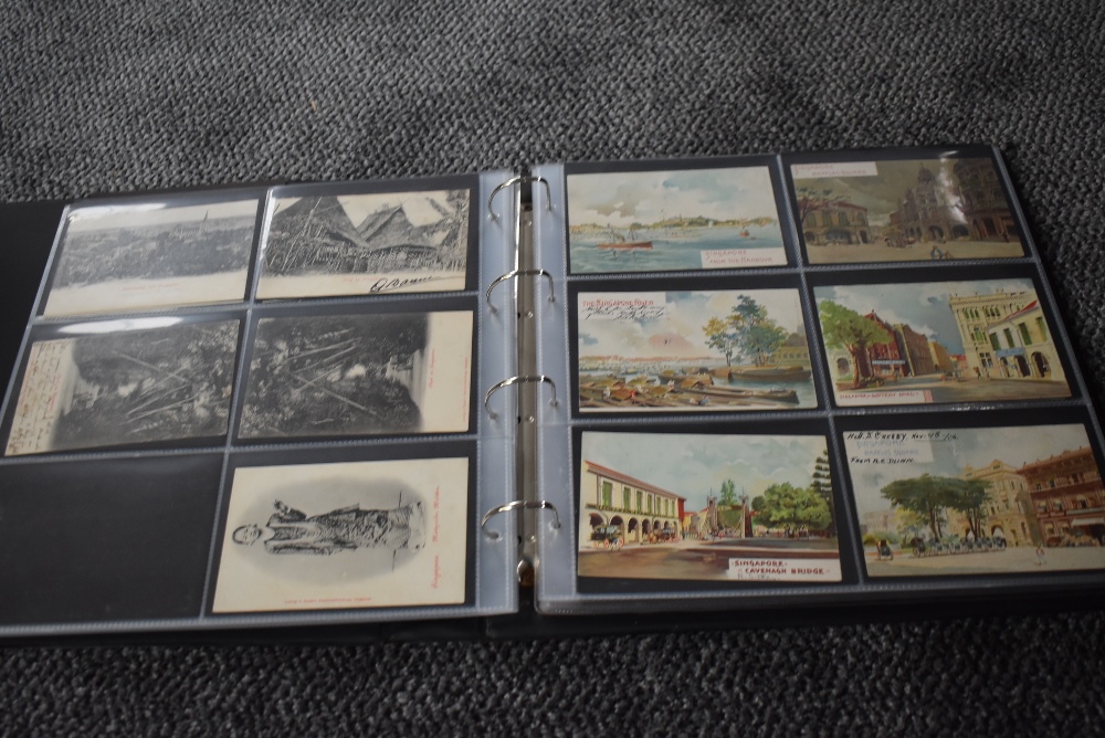 A vintage Postcard Album, Singapore, black & white and colour cards, over 150 cards seen including - Image 11 of 29