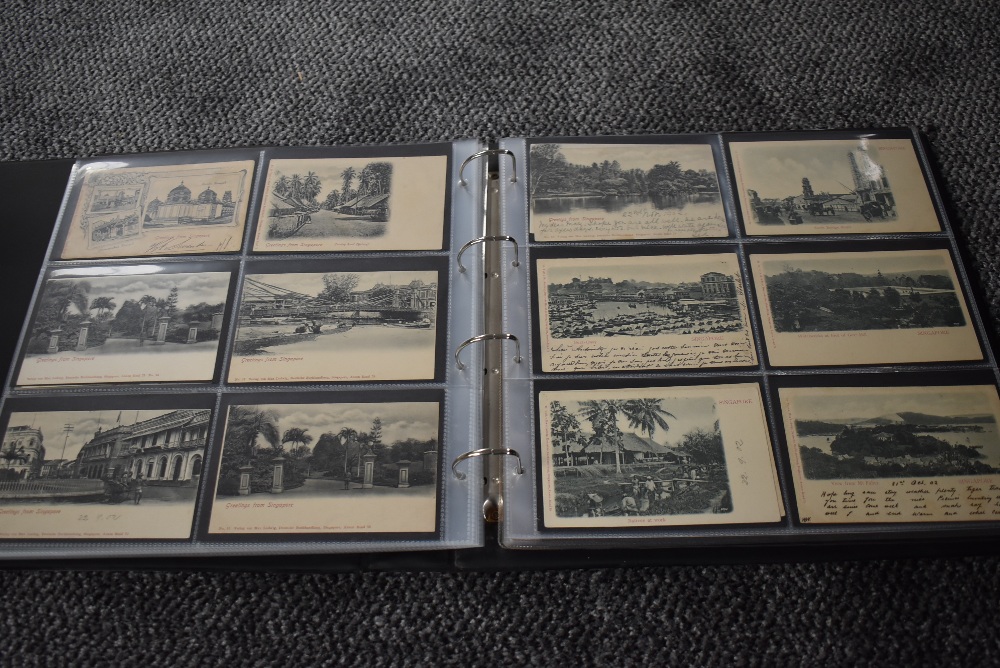 A vintage Postcard Album, Singapore, black & white and colour cards, over 150 cards seen including - Image 13 of 29