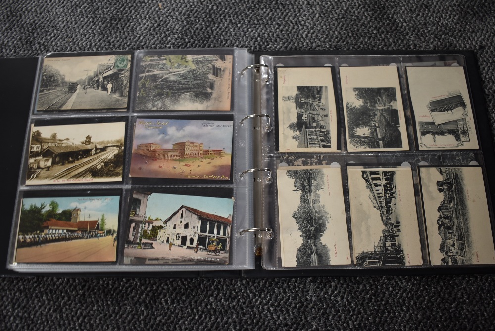 A vintage Postcard Album, Singapore, black & white and colour cards, over 150 cards seen including - Image 25 of 29