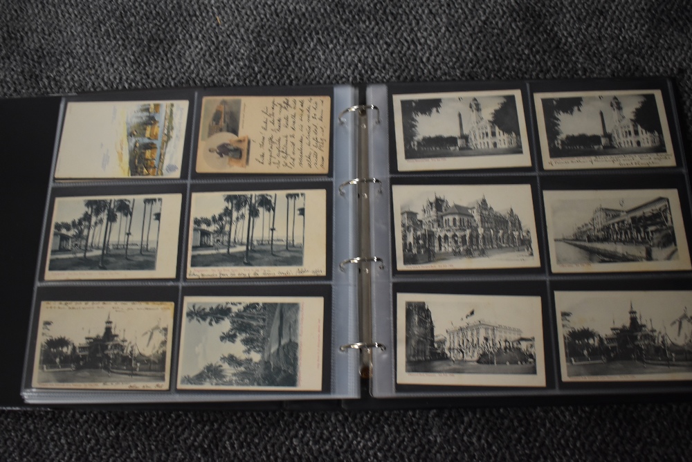 A vintage Postcard Album, Singapore, black & white and colour cards, over 150 cards seen including - Image 14 of 29