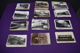 A collection of Black & White Real Photographs & Postcards of Barrow and surrounding area of Trains,