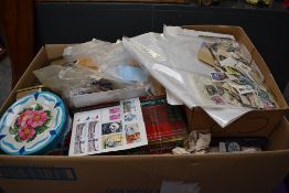 A large box containing World Stamps, Loose, on paper, mainly used, in albums and boxes