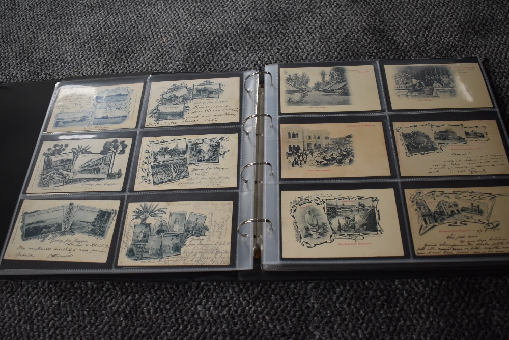 A vintage Postcard Album, Singapore, black & white and colour cards, over 150 cards seen including - Image 7 of 29