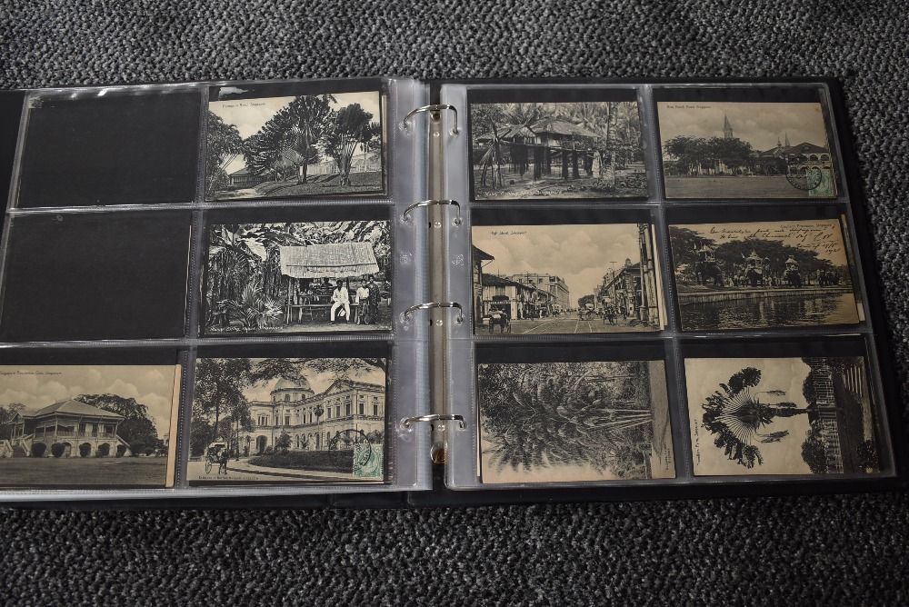 A vintage Postcard Album, Singapore, black & white and colour cards, over 150 cards seen including - Image 19 of 29