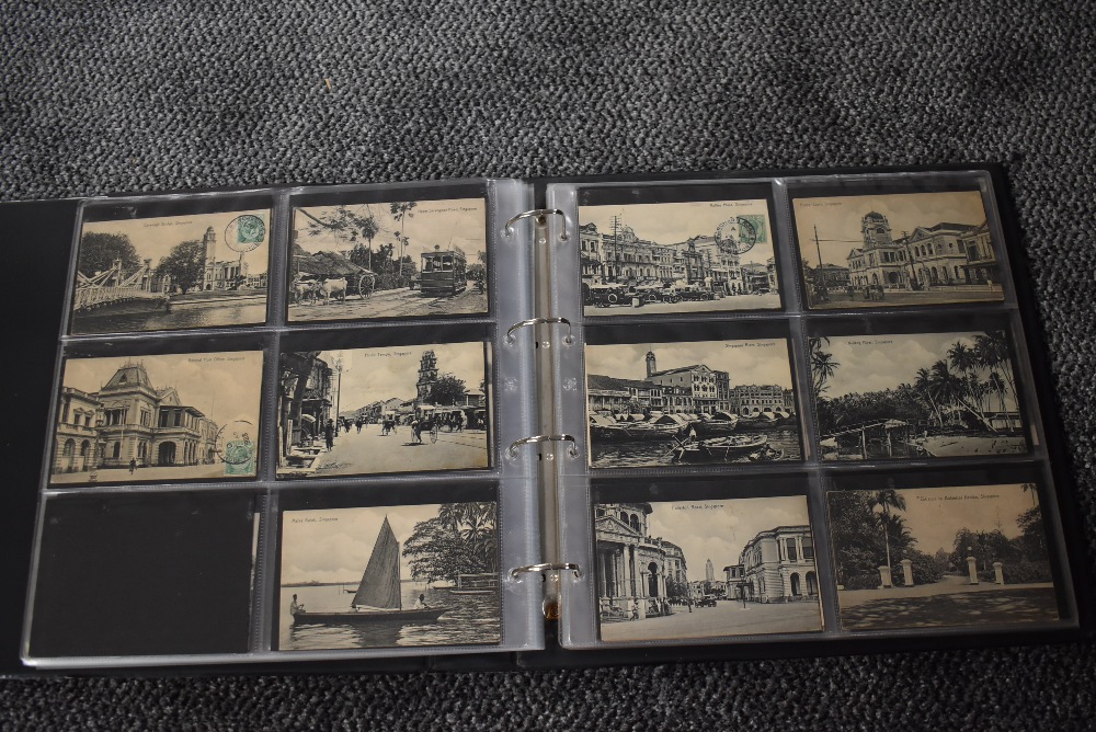 A vintage Postcard Album, Singapore, black & white and colour cards, over 150 cards seen including - Image 18 of 29