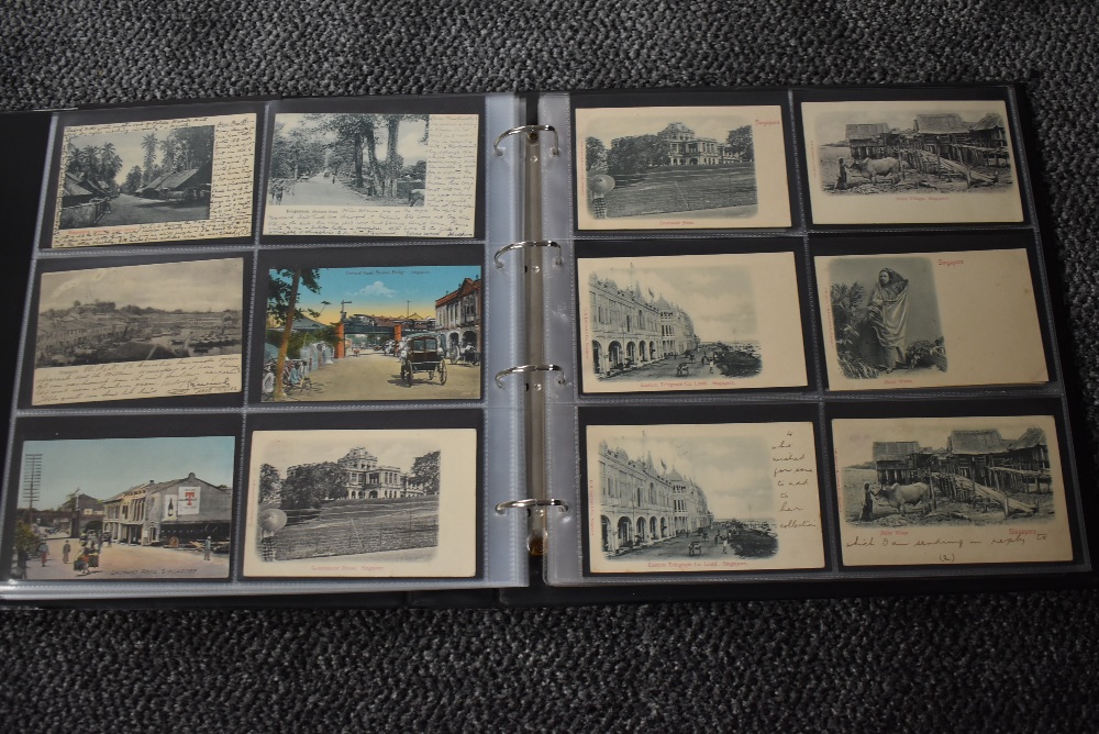 A vintage Postcard Album, Singapore, black & white and colour cards, over 150 cards seen including - Image 15 of 29