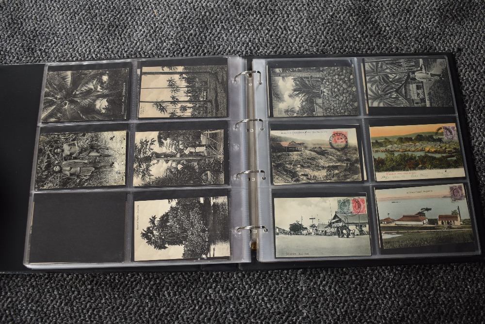 A vintage Postcard Album, Singapore, black & white and colour cards, over 150 cards seen including - Image 20 of 29