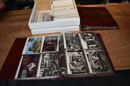 Two albums and a box of mainly modern Postcards including Royalty, Churches, Shipping etc