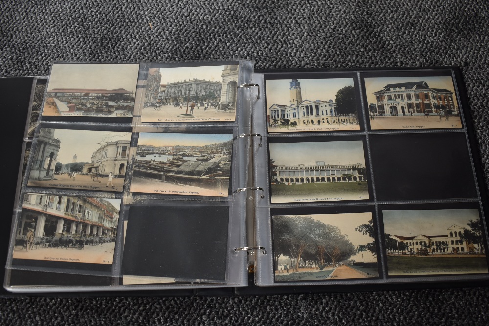 A vintage Postcard Album, Singapore, black & white and colour cards, over 150 cards seen including - Image 21 of 29