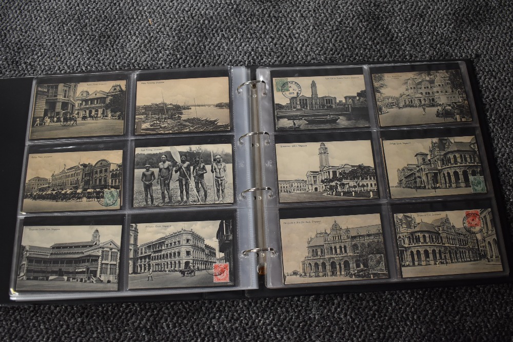 A vintage Postcard Album, Singapore, black & white and colour cards, over 150 cards seen including - Image 17 of 29