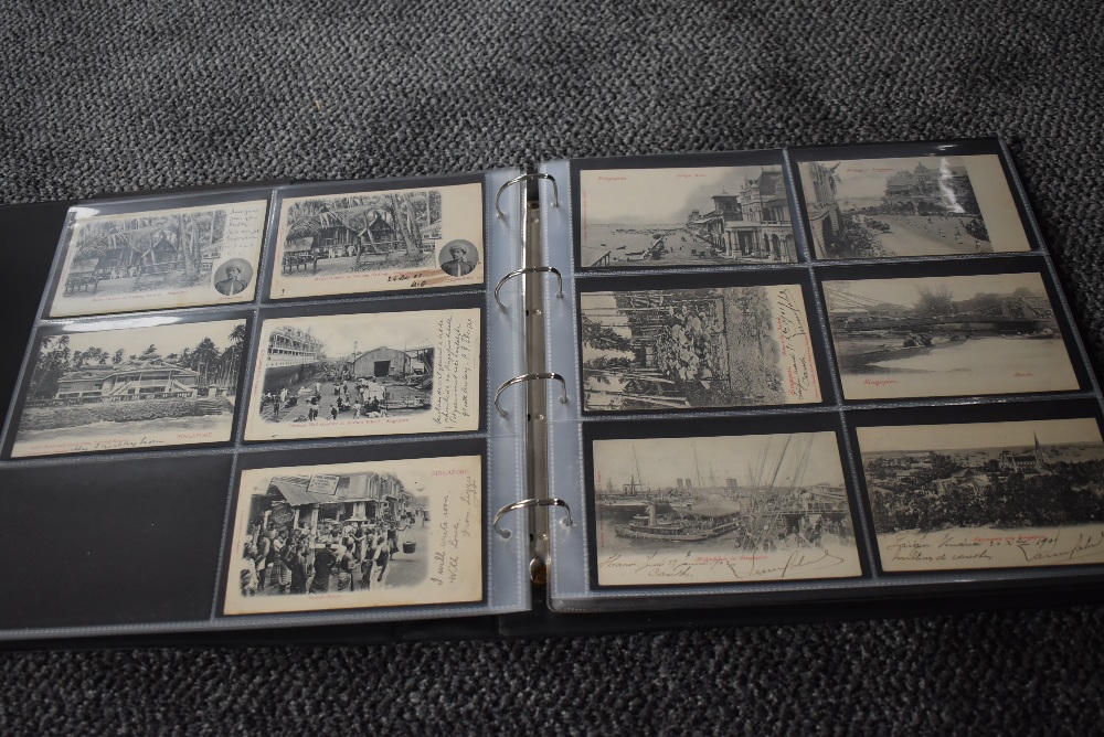 A vintage Postcard Album, Singapore, black & white and colour cards, over 150 cards seen including - Image 10 of 29