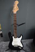 A Squier by Fender 'strat' stratocaster 20th Anniversary, with Warwick gig bag