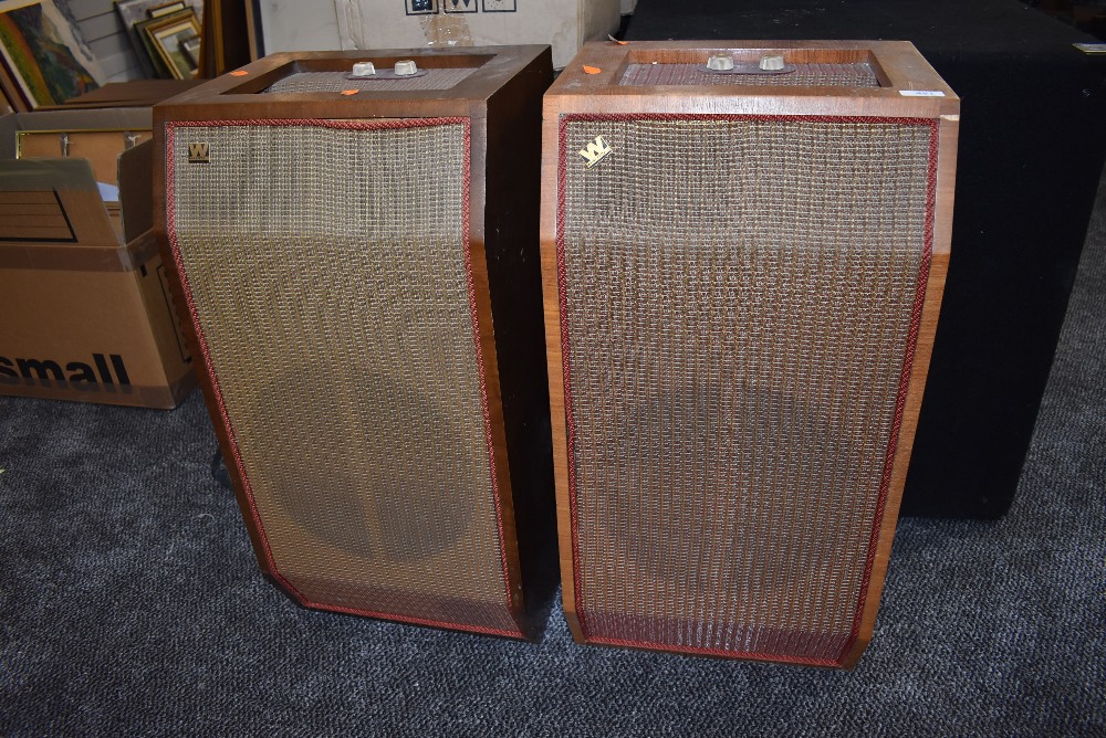 A pair of mid century floor standing Hi FI speakers by Wharfdale model W3