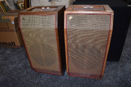 A pair of mid century floor standing Hi FI speakers by Wharfdale model W3