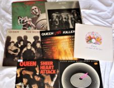 A seven album Queen lot - poster / fold out attached as in photos
