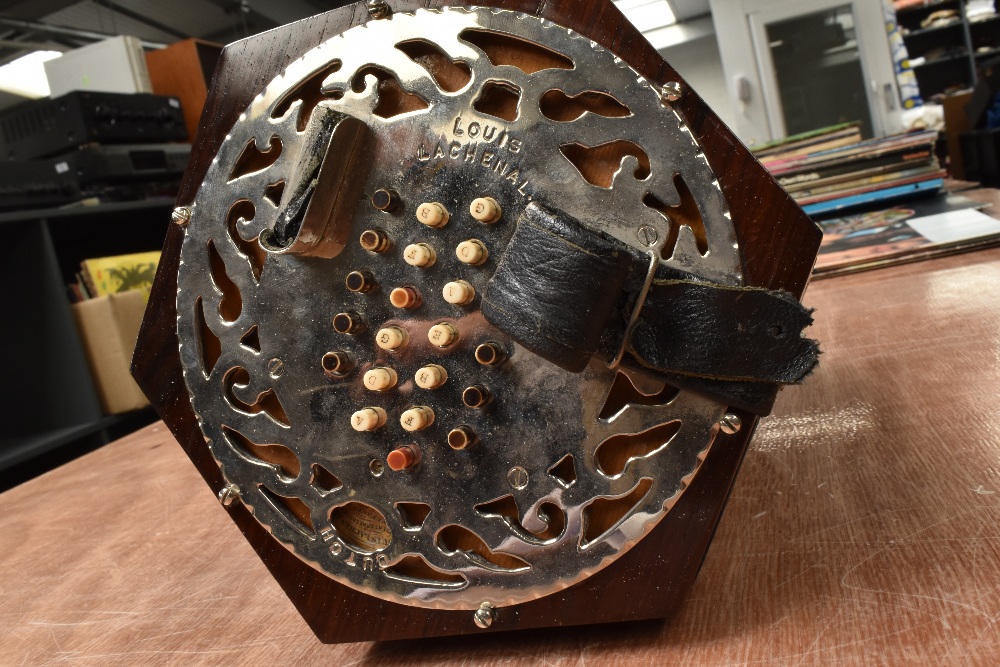 A Lachenal Concertina, 46 Button, Chrome end plate. Stamped Louis Lachenal/Dutch , serial number - Image 3 of 4