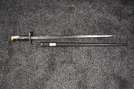 A French Epee Bayonet model 1874 for use with the Gras Rifle, Chassepot conversion, blade dated 1874