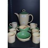 A part coffee service by Susie Cooper in an Art Deco design in green and cream colour way