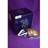 A ceramic Royal Crown Derby paper weight or figure of a Moonlight Badger having Gold stopper and