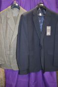 A gents wool blend check suit by Skopes 44R as new with tags and navy blue Centaur suit jacket