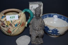 A selection of Chinese items including Jade pendant terracotta figure etc