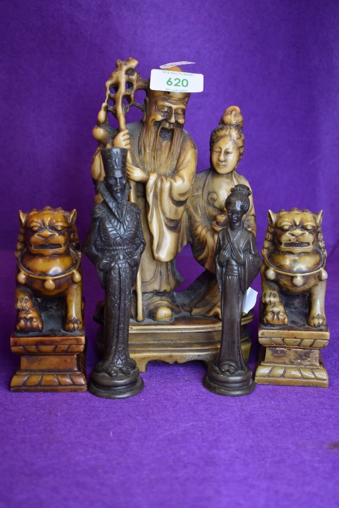 A selection of Chinese figures and studies including a pair of Dogs of Fo