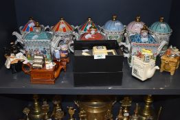 A selection of various tea pots including novelty and Sadler