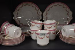 A part tea service by Tuscan China having pink and floral design