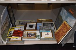 A selection of picture and photo frames and some local interest original art