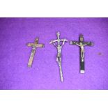 Three Roman Catholic crucifix with figure or Jesus attached