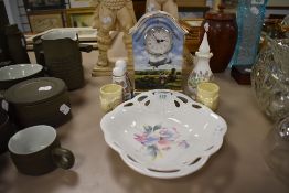 A selection of ceramics including Aynsley and a Bradex clock