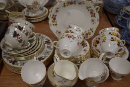 A selection of tea cups and saucers including Royal Doulton and Duchess