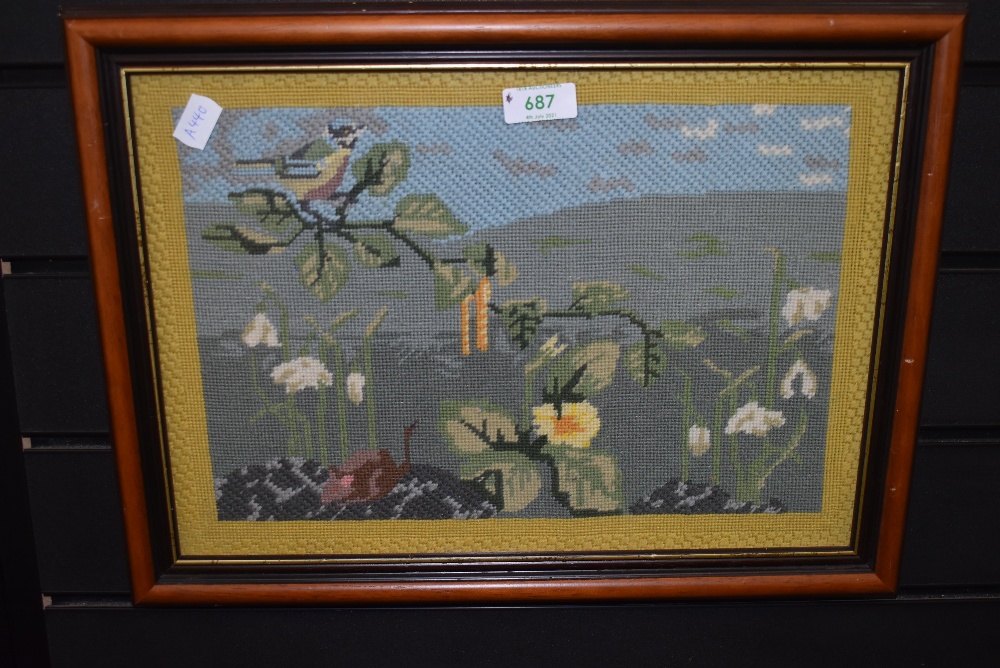 A vintage needle work of wildlife interest