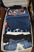 A box full of good quality ladies trousers,jeans and similar in small to medium sizes including