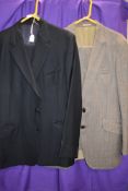 Two gents vintage suits, one pure new wool pin stripe in black design circle for John Collier,the