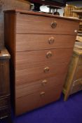 A vintage six drawer bedroom chest, part teak, height approx. 107cm