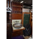A late 19th/early 20th mahogany ships cabin wash stand, height approx. 173cm