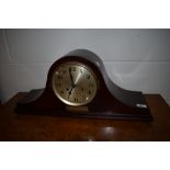 A 1920s mahogany Napoleon style mantel clock , with presentation plaque Lewis's 1927