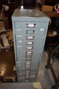 A Bisley style A4 sized metal file cabinet