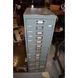 A Bisley style A4 sized metal file cabinet